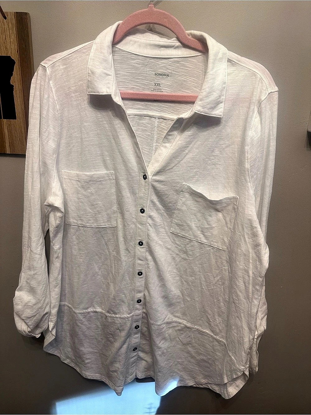 Sonoma 100% Vital White Button Down Shirt in White Size XXL NWT